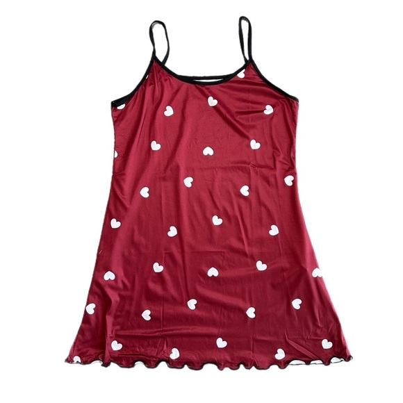 Other - Sleeveless Burgundy Heart Print Slip Dress